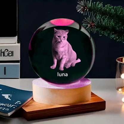 Crystal Ball Carved Wooden 3D Night Light