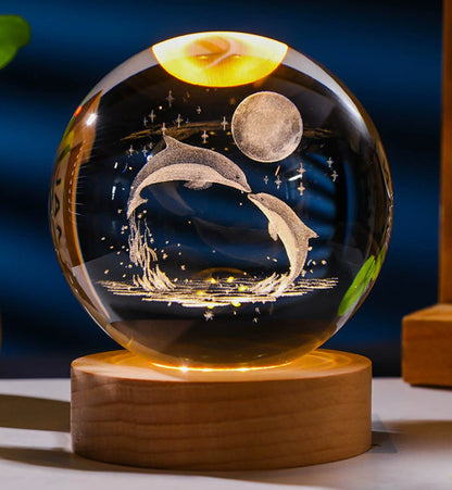 Luminous 3d Inner Carved Crystal Ball Small Night Lamp